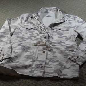 Mud Pie Size Small Denim Grey Camo Utility Jacket - LIKE NEW